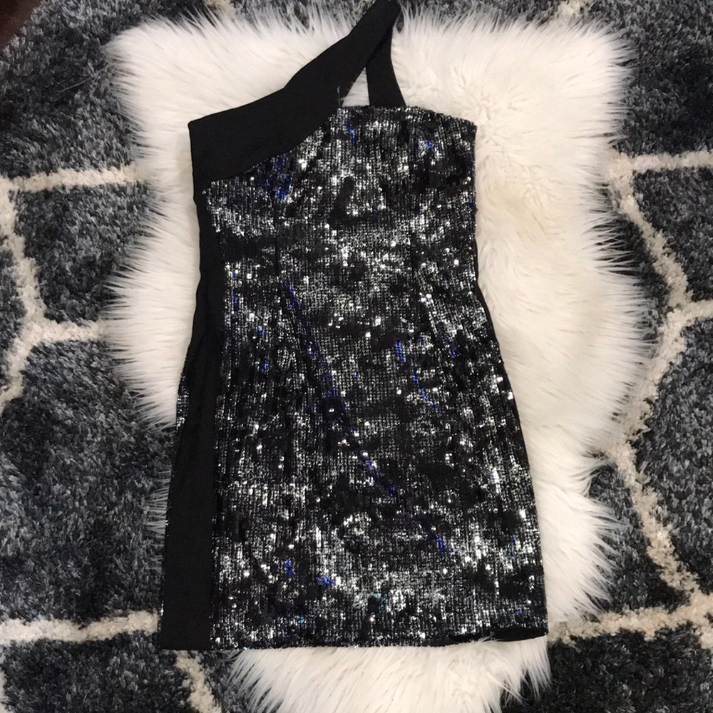 Jessica McClintock one Shoulder black dress